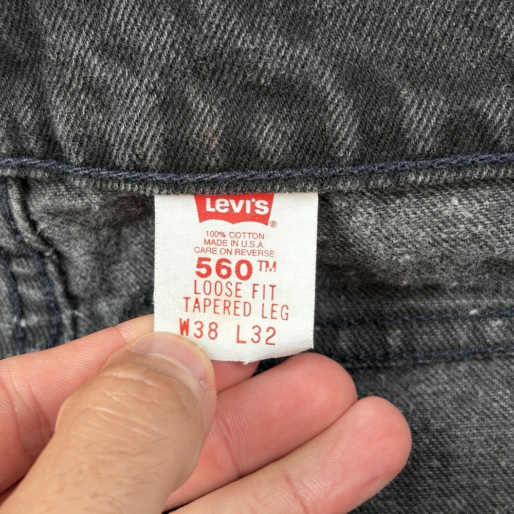 Vintage Levi's Jeans Mens 38x32 Black 560 Loose Fit Tapered Leg 90s Made‎ USA - Picture 3 of 10